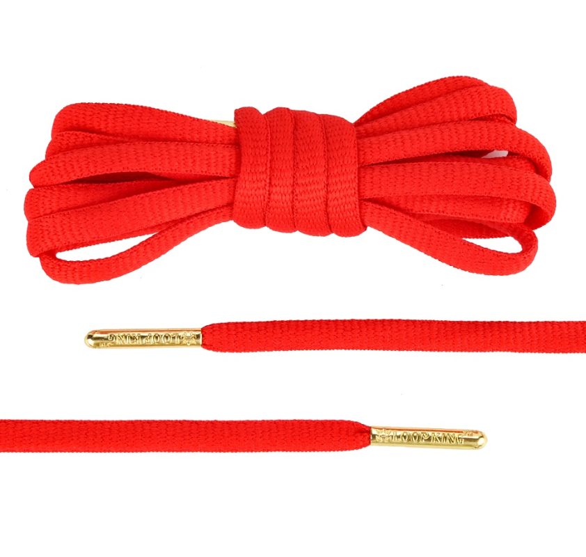Premium Red Oval Shoelaces with Gold Tips