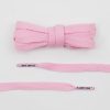 Lacets plats en coton rose avec embouts en plastique transparent