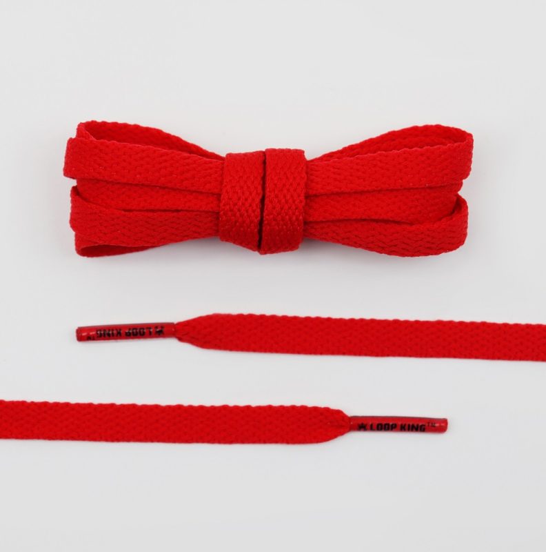 Flat Cotton Red Shoelaces with Clear Plastic Tips