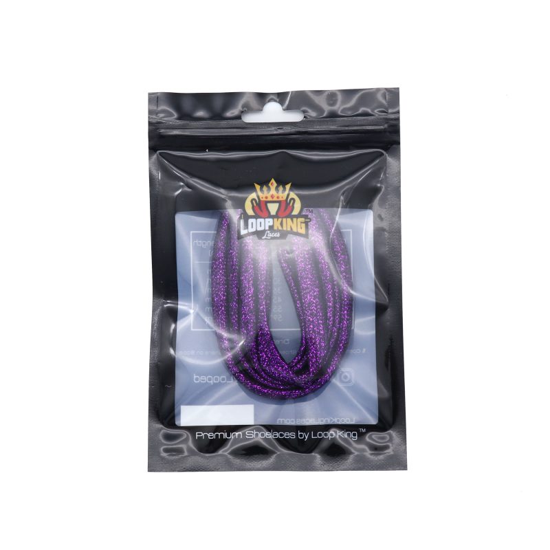 Purple Glitter Shoelaces with Clear Plastic Tips