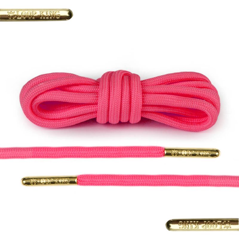 pink rope shoelaces with gold tips