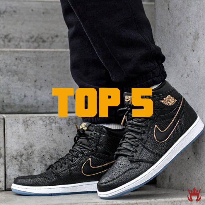 top 5 best sneakers icon with black jordans with gold tips